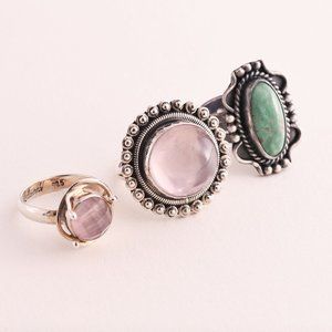 3 sterling silver rings - (A60)